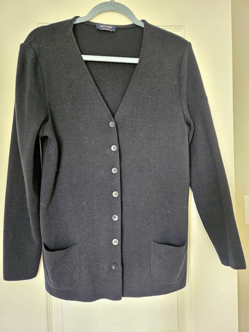 Saint James Navy Button-Front Cardigan